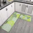 thumbnail image 2 of Green Floral and Petal Pattern Kitchen Rugs Sets Of 2,Anti Fatigue Kitchen Mat Rugs Non Slip Washable,Decorative Kitchen Floor Mats for Kitchen,Sink,Laundry,17"x30"+17"x47", 2 of 7