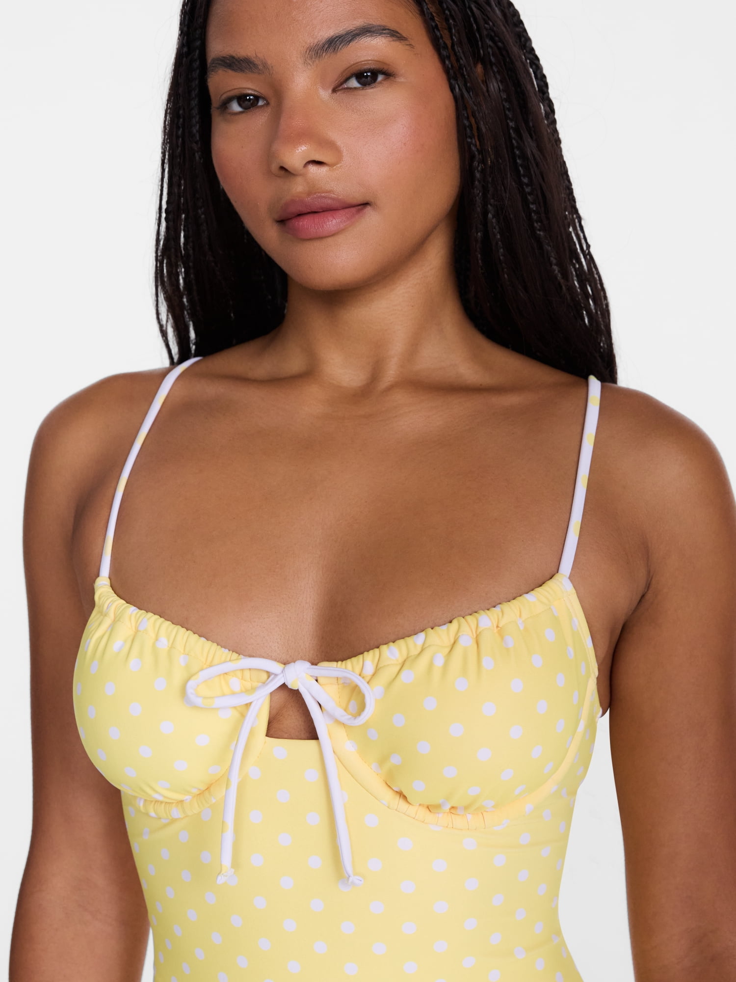No Boundaries Polka Dot Underwire One Piece Swimsuit, Women's XXS-XXL