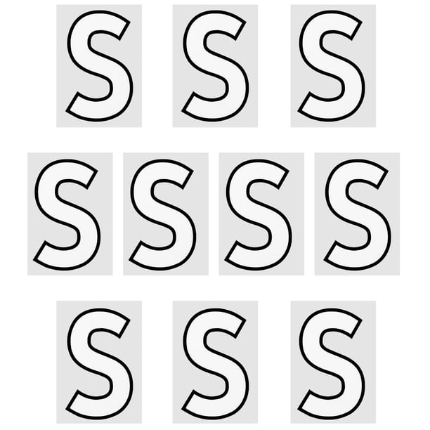 Letra S Parches Termoadhesivos Calor Transferencia Letras 2 Pulgadas Blanco Letra Bricolaje para Equipo Uniforme, Deportes Camiseta, Fútbol, Baloncesto, Béisbol Paquete de 10