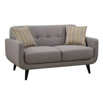 AC Pacific Upholstered Mid-Century Crystal Love Seat, Gray