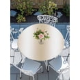 thumbnail image 6 of Beige White Ombre Round Fitted Tablecloth with Elastic Edge, Waterproof Table Cloth Table Cover for 45"-54" Tables, Abstract Art Modern Cream Gradient Tablecloths for Dining Picnic Indoor Outdoor, 6 of 9