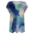 thumbnail image 4 of Dyegold Summer Tops for Women 2023 Trendy, Loose Summer Tops for Women 2023 Trendy Beach Tide Print T-Shirts Cap Sleeve Round Neck Blouses Dressy Casual ​Tops, 4 of 4