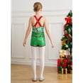 thumbnail image 5 of Aislor Kids Girls Candy Cane Costume Xmas Santa Cosplay Sleeveless Striped Sequins Leotard Size 6-16 Green 16, 5 of 7