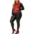 thumbnail image 2 of Agnes Orinda Women's Plus Size Fashion Outerwear Sleeveless Zip PU Crop Jacket 3X Red, 2 of 5