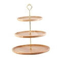 thumbnail image 4 of Fruit Plate Wood Natural Textured Simple Elegant Strong Durable Food Tray Cake Fruit Serving Tray 20+25+30cm Three Layers, 4 of 8