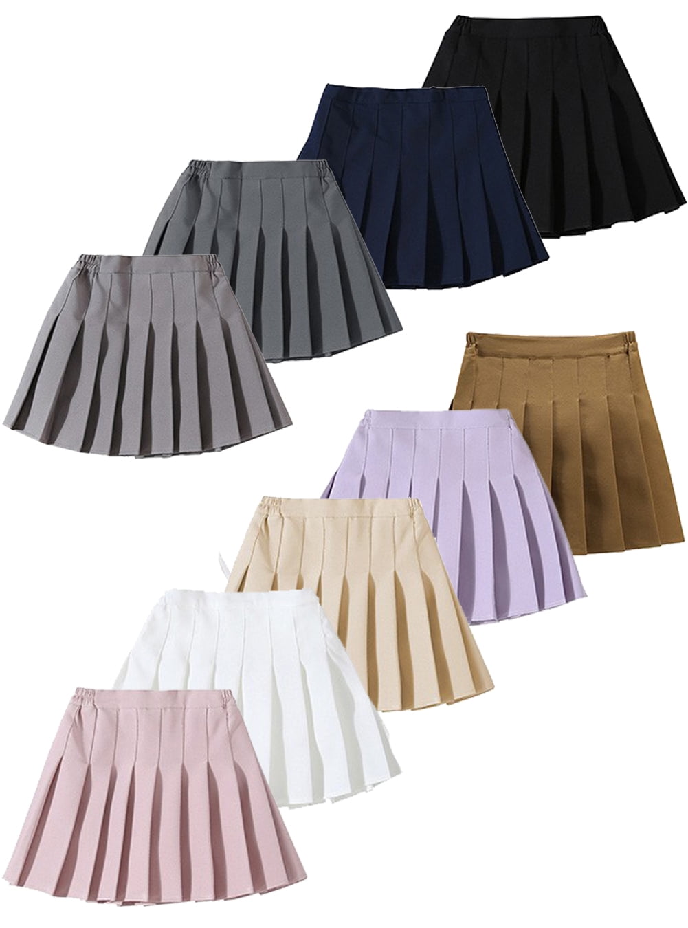 SILVERCELL 2-12Y Girls Pleated Skirt Kids A-Line Solid Skirts Casual ...