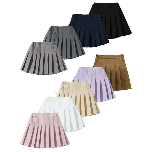 SILVERCELL 2-12Y Girls Pleated Skirt Kids A-Line Solid Skirts Casual ...