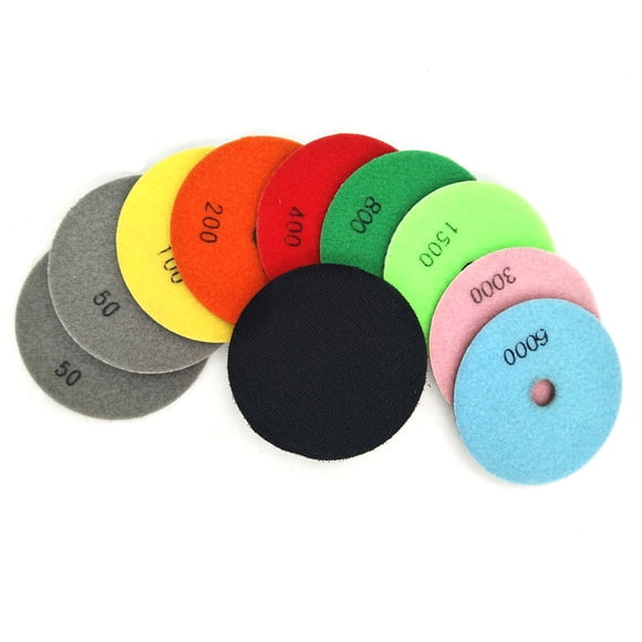 Riwcyla 10 Piece Set Diamond Polishing Pads 4 inch /Dry Granite Stone Concrete Marble , perfect for daily use, outdoor activities, travel & casual occasions...