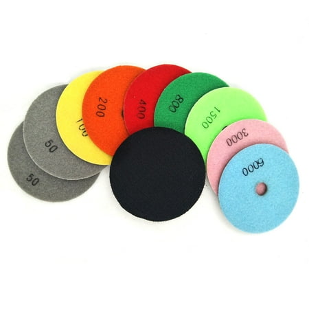

OWSOO 10 Piece Set Diamond Polishing Pads 4 inch /Dry Granite Stone Concrete Marble