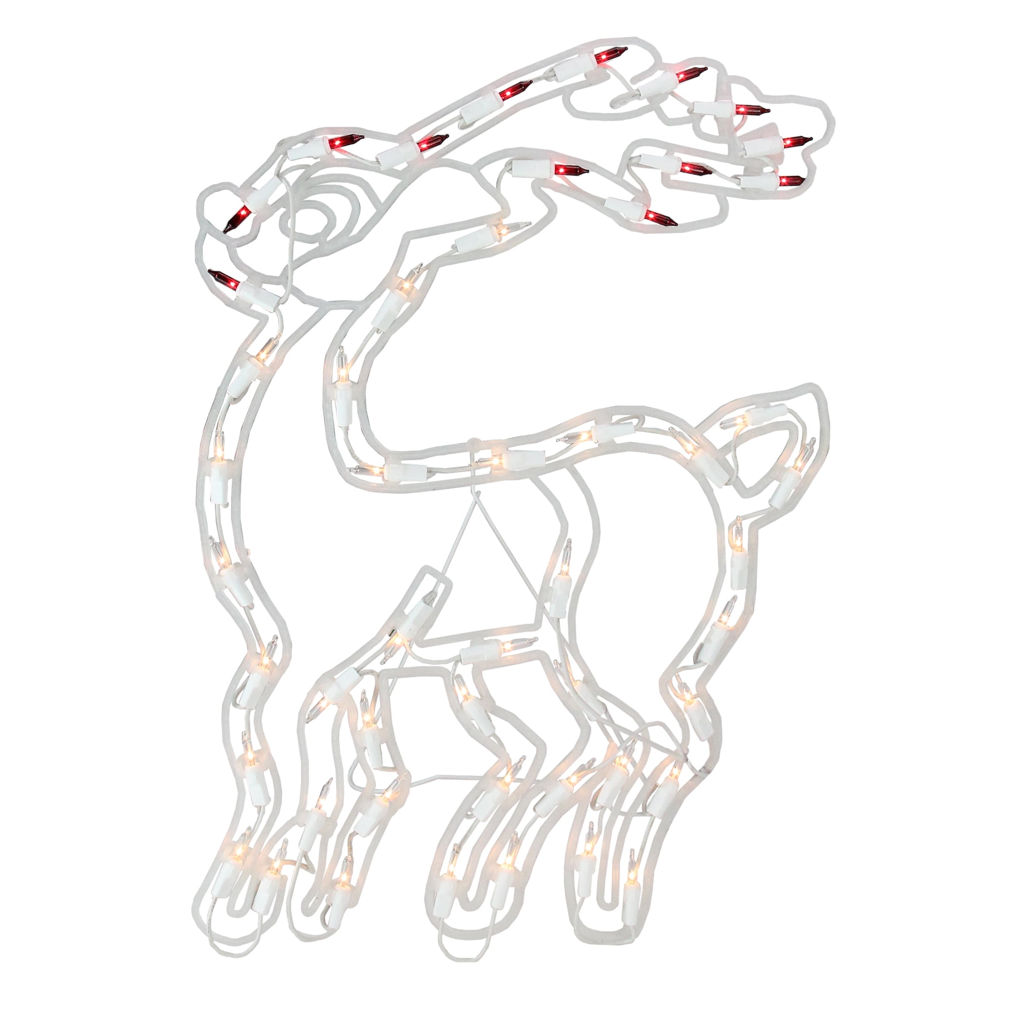 17.5" Clear & Red Lighted Reindeer Christmas Window ...