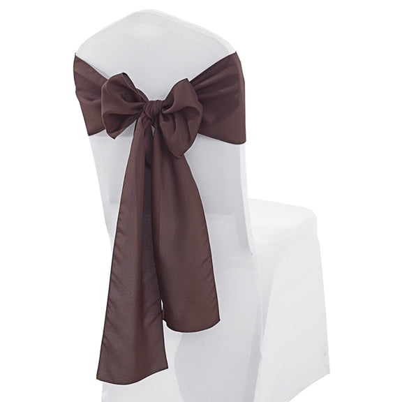 Wedding Linens Inc. (10 pcs) 8" x 108" Polyester Premium(200 GSM) Cotton Chair Sashes for Wedding, Events, Party Décor use - Chocolate