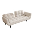 thumbnail image 5 of 57" Beige Velvet Sofa with Soft Double Armrest Pillows fit for Small Spaces, 5 of 7