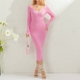thumbnail image 2 of Douhoow Women Sweater Dress Casual Solid Color Long Sleeve V Neck Knit Wrap Dress, 2 of 9