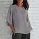 thumbnail image 4 of Vestidos Casuales Para Mujer, Blusas De Mujer De Moda Camiseta de lino con cuello y botones para mujer, informal, de manga larga, para el hogar, 4 of 9