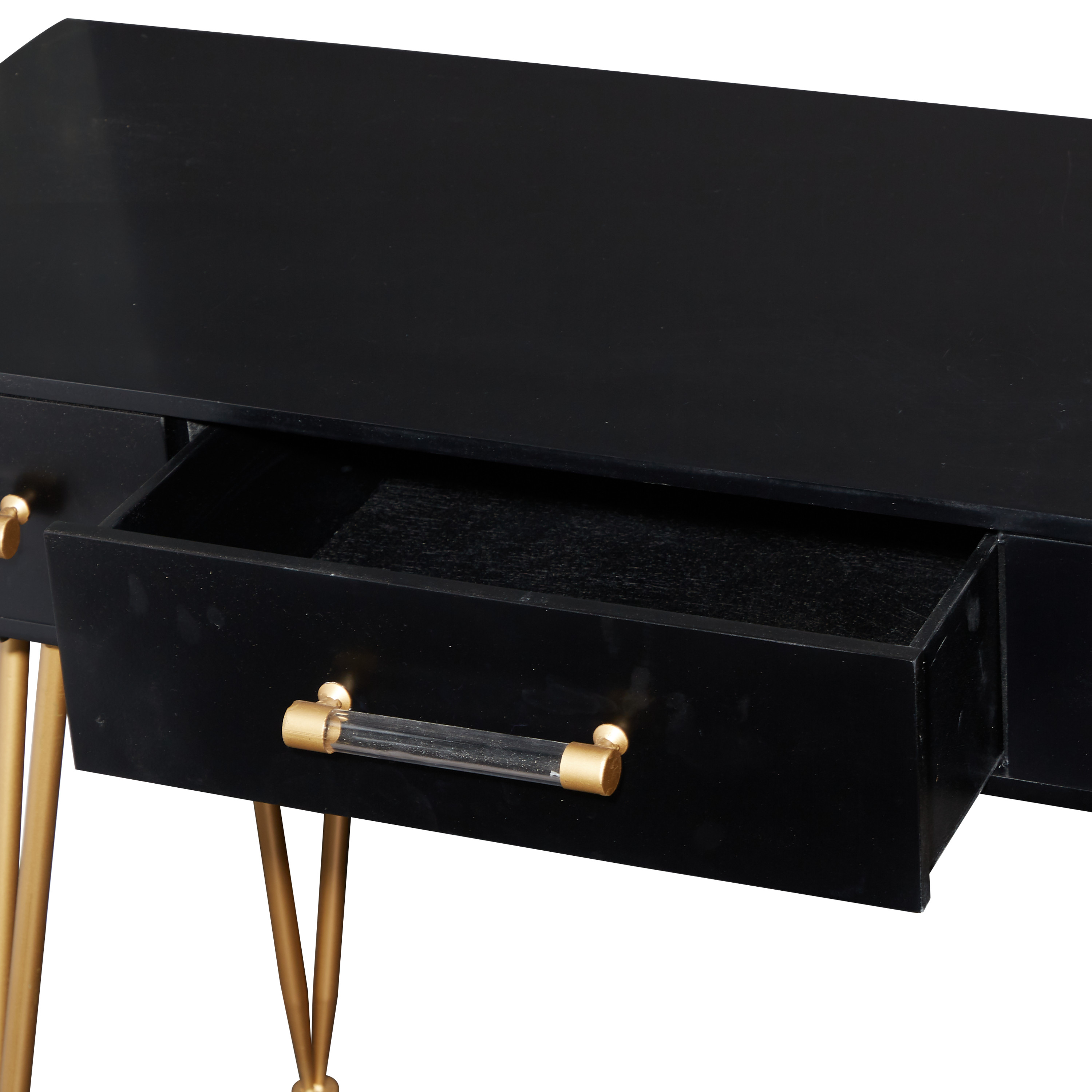 DecMode Wood Modern Console Table, Black Gold, 42"W
