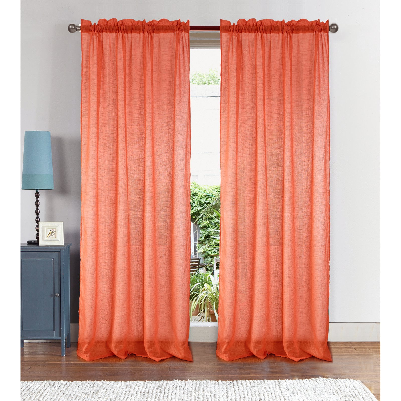 Astro Textured 54 x 90 in. Rod Pocket Curtain Panel, Coral ...