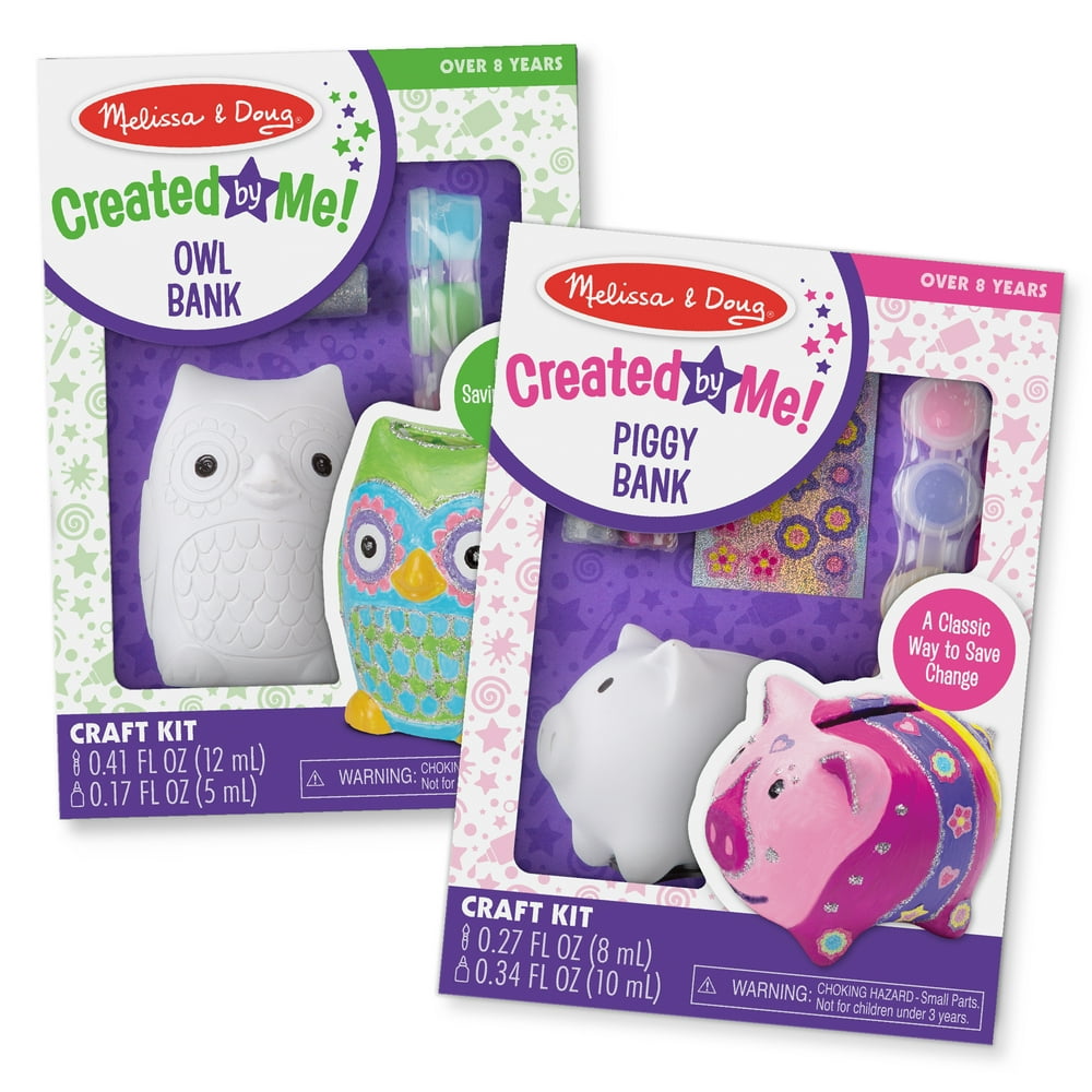 Melissa & Doug Created by Me! Paint & Decorate Your Own Resin Bank Craft Kit For Kids 2 Pack â