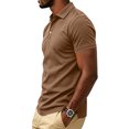 thumbnail image 5 of Homeyce Golf Polo Shirts for Men Collar Short Sleeve Shirts Button Classic Casual Lightweight Polo Tee Solid Color Golf Shirts,Brown 3XL, 5 of 5