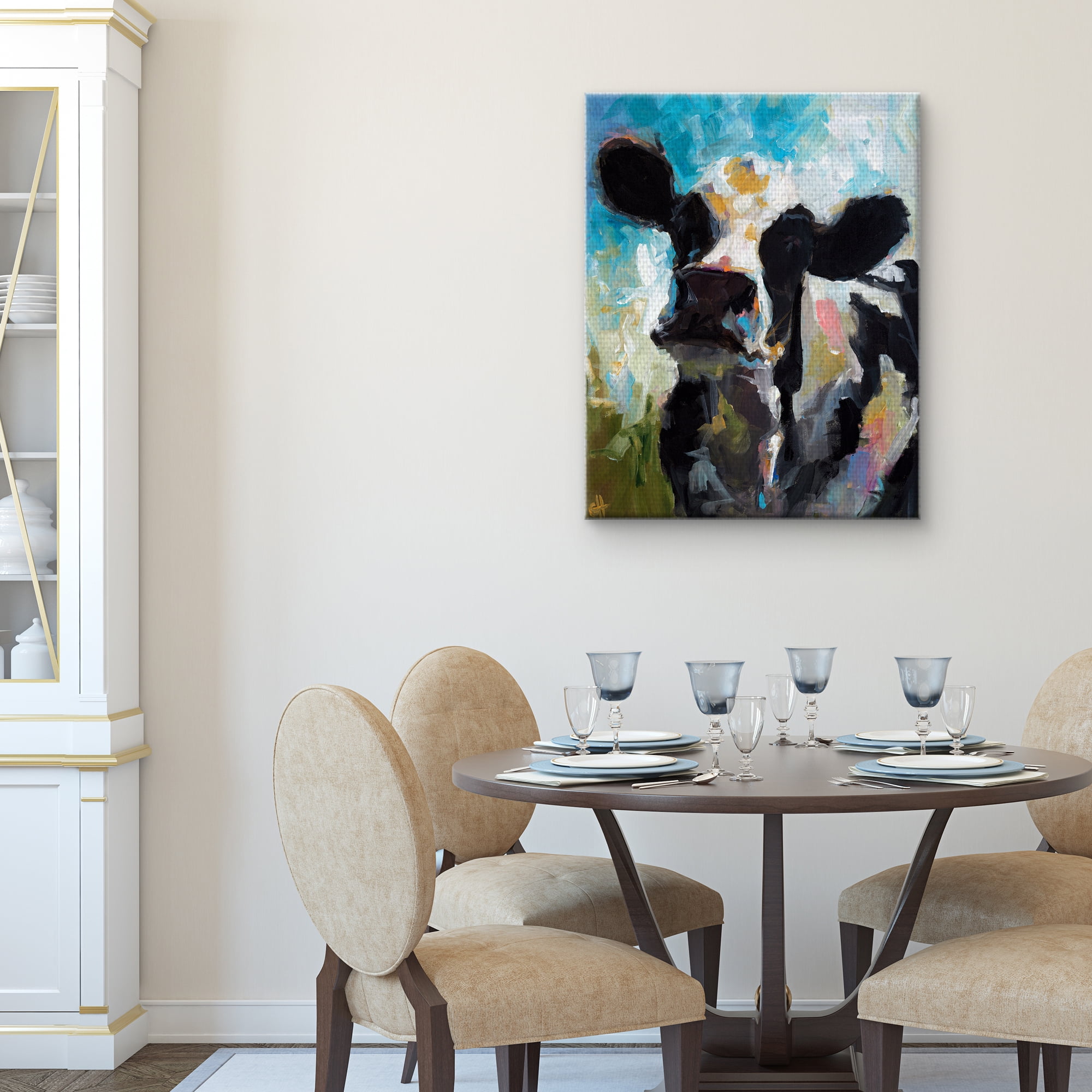 Masterpiece Art Gallery LuLu Belle Golden Cow By Carol Robinson Canvas Art Print 20" x 20"