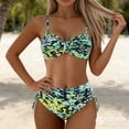 thumbnail image 4 of PBFRDSJ Womens Bikini Swimsuits Spaghetti Strap Retro Bra Top Abstract Print 2 Piece Bathing Suit Beach Bikini Swimwear, 4 of 9