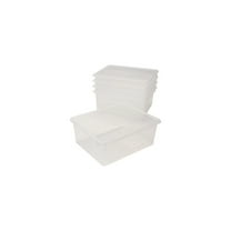 Storage Tray, Deep, 2 gal, 10.65" x 10.65" x 5.2", Clear, 5/Pack