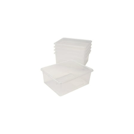 Storage Tray, Deep, 2 gal, 10.65" x 10.65" x 5.2", Clear, 5/Pack
