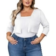 thumbnail image 6 of SEWIFY Women's Plus Size Bolero Cropped Cardigan Lightweight 3/4 Sleeve Shrug Sweaters for Dresses,1X-4X, 6 of 9