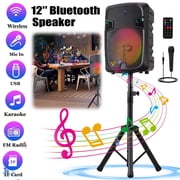 RIDWIND Large Bluetooth Party Speaker with 12 Woofer, Portable Rechargeable Sound System, LED Lights, Karaoke Mic, TWS Stereo, FM Radio, AUX/USB/TF, Bass Boost