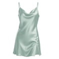 thumbnail image 2 of Hkoxplj Womens Satin Cowl Neck Nightgown Sleeveless Adjustable Spaghetti Strap Slit Chemise Silky Elegant Sleepwear Night Dress for Summer Vacation Home Sleep Soft Breathable Luxury, 2 of 4