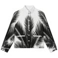thumbnail image 4 of Jackets for Women Winter Coat Jackets Flannel Stand Collar Jacket(Palm Leaf Silhouette Art,Size:S-4XL), 4 of 7