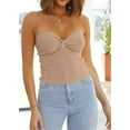 thumbnail image 5 of Womens Tube Tops Summer Sweater Twist Knot Front Knit Bandeau Strapless Ribbed Sleeveless Y2K Corset Crop Top, 5 of 6