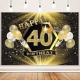 thumbnail image 2 of Happy 40th Birthday Backdrop Banner for Women Men Black and Gold Birthday Backdrop Background Gold Balloons Photo Background 40th Birthday Decorations Banner Party Supplies, 2 of 6