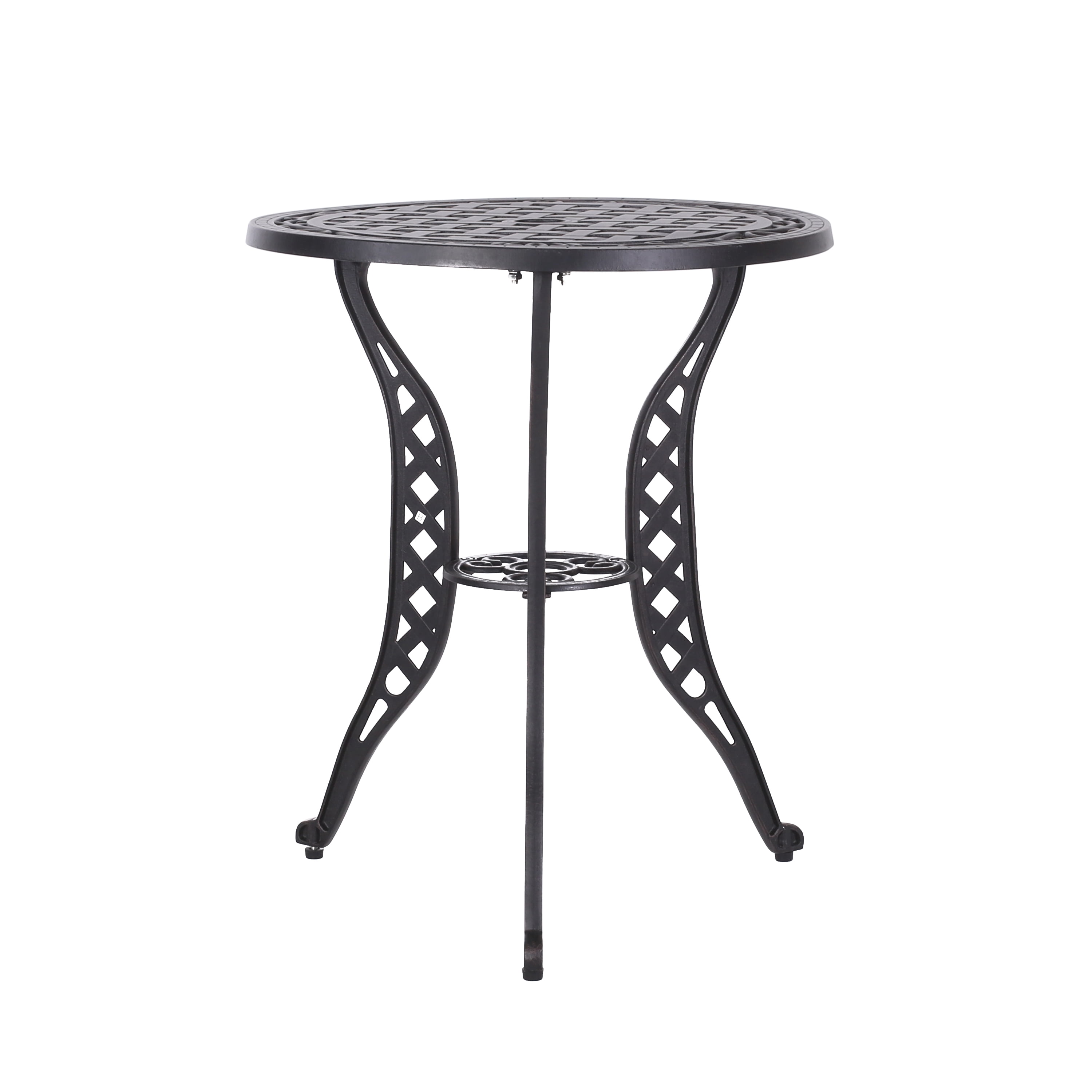 Outdoor Lattice Pattern Metal Leisure Bistro Set, Combined Table and Chairs Furniture for Patio Garden, Copper and Bronze