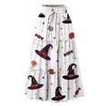 thumbnail image 3 of EANJE Halloween Womens Casual Elastic Waist Drawstring Midi Skirt Print Vacation Style A Line Flowy Skirt for Daily Wear Light Gray L, 3 of 4