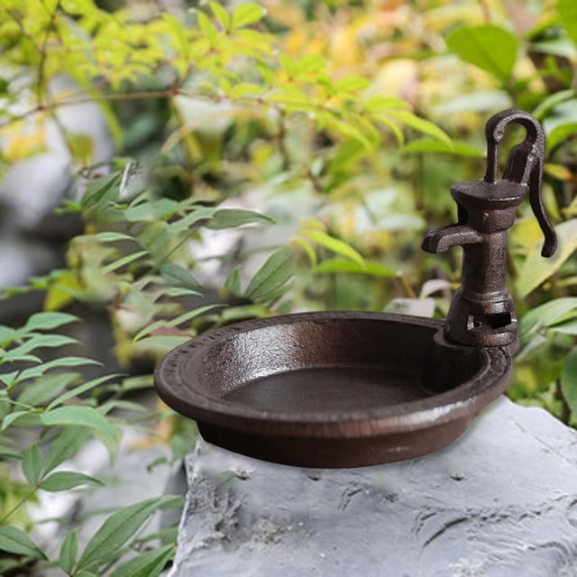Bombas de agua para comedero de pájaros, resistentes, fáciles de limpiar, rellenables, de hierro fundido, accesorios de adorno para exteriores,