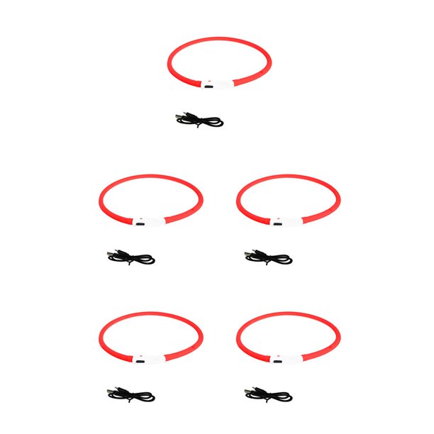 Billuyoard Collar para mascotas Advertencia de seguridad luminosa Collar LED para mascotas Collar de animal ajustable recargable, rojo rojo 5piezas Billuyoard CBP166933