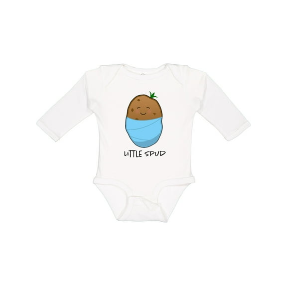 Inktastic Little Spud Blue Boys or Girls Long Sleeve Baby Bodysuit