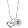 thumbnail image 1 of Delight Jewelry Silvertone Heart with 3 AB Crystals - Believe Faith Prayer Silvertone Script Initial Disc - M - Charm Necklace, 20"+3", 1 of 4