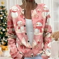 thumbnail image 2 of Christmas Cardigans for Women Plus Size Long Sleeve Button Down Knit Sweater Jacket Winter Santa Xmas Open Front Holiday Ugly Christmas Sweaters for Women Pink S, 2 of 5