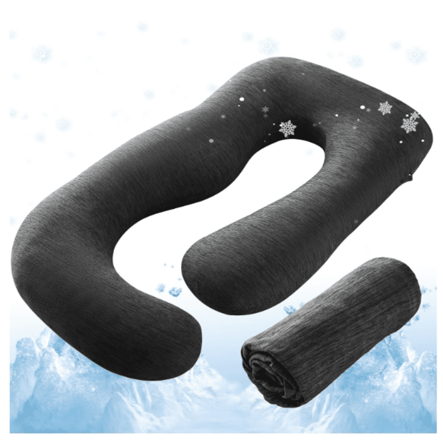 57-inch U Shaped Pregnancy Pillow Case, Fits 55 to 57 Inch Maternity Pillow, Black