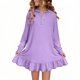 thumbnail image 1 of Vestidos de Manga Larga de las Niñas Tamaño 7-8 Lindo Color Sólido Suelto Vestido con Capucha, Vestido de Manga Larga de la Niña para el Uso Diario Informal, 1 of 9
