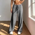 thumbnail image 3 of Lenpel Womens Plaid Pants Casual Loose Lightweight Drawstring Elastic Waist Trousers Comfy Wide Leg Lounge Pants, 3 of 7