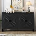 thumbnail image 2 of EUROCO 58.2" Sideboard Buffet Cabinet,Large Storage Cabinet with 4 Doors and Adjustable Shelves,Wood Coffee Bar Cabinet for Entryway,Living Room and Study Room,Black, 2 of 7