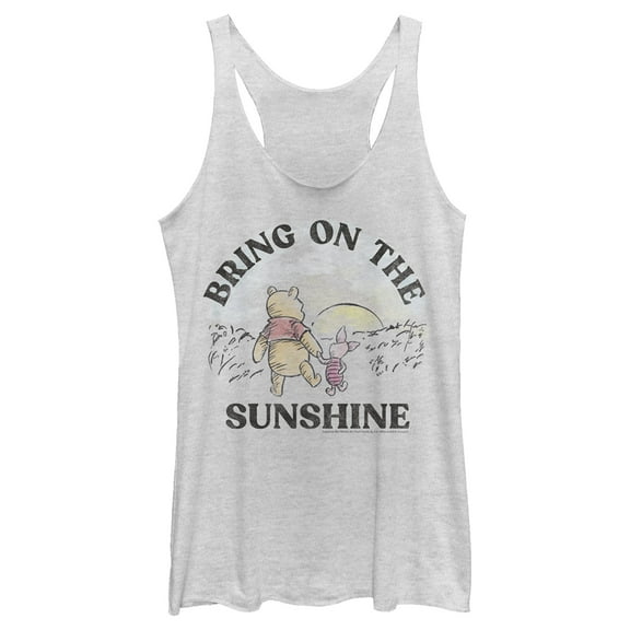 Women's Winnie the Pooh Bring on the Sunshine Racerback Tank Top White Heather X Large