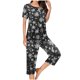 thumbnail image 1 of Puntoco Ropa de dormir para mujer Conjunto de pijama con estampado navideño, cuello redondo, botones, manga corta y pantalón con bolsillos y cintura elástica, 1 of 5