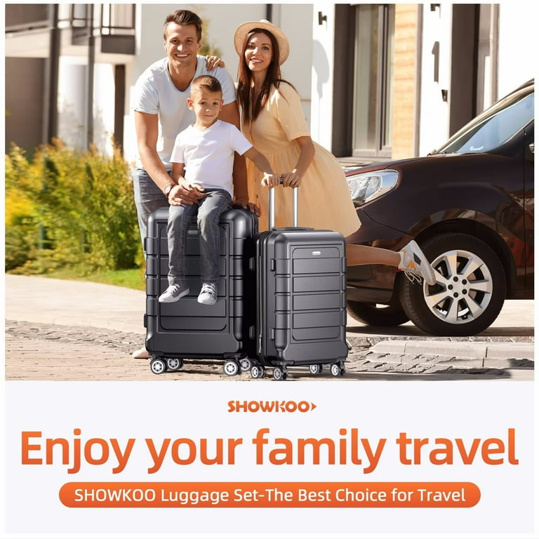 SHOWKOO Hard Shell Luggage Sets Expandable Double Spinner Wheels 2-Year  Warranty TSA Lock 3Pcs Suitcase Sets