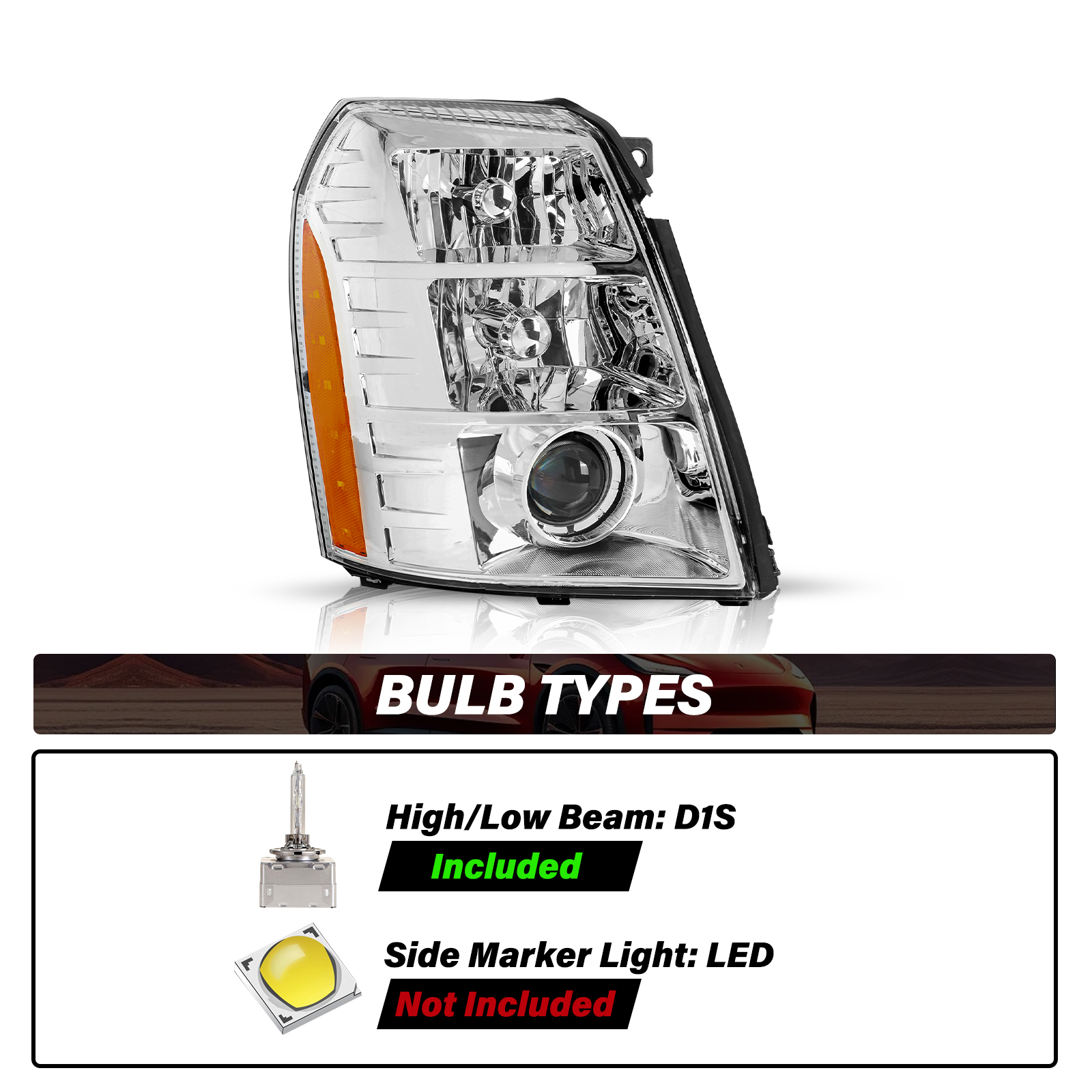 For 2007-2014 Cadillac Escalade HID Projector w/Ballast&Bulbs Headlight LH/RH
