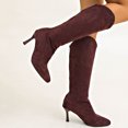 thumbnail image 7 of XUNKUSGA Knee High Boots Fashion Pointed Toe Stiletto Side Tall Boots Comfortable Vegan Suede Boots for Women Casual Winter Booties for Women with Rear Zipper 5.5-9 Coffee, 7 of 7