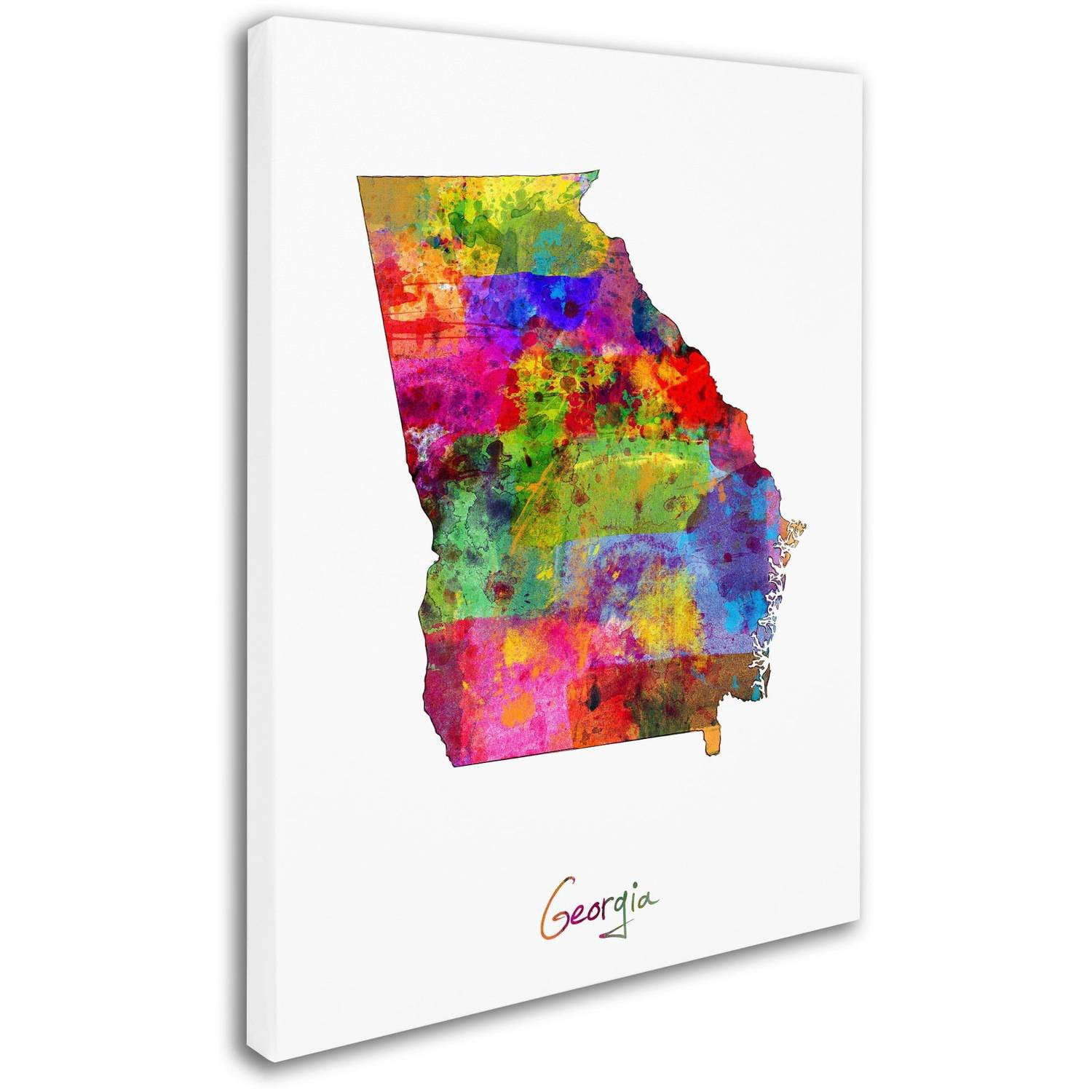 Trademark Fine Art "Georgia Map" Canvas Art by Michael Tompsett