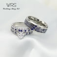 thumbnail image 3 of Wedding Ring Sets His And Hers Couples Women Blue Diamond Moissanite Sterling Silver Man Titanium Wedding Bands, 3 of 8